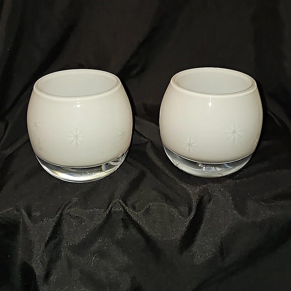 Crate and Barrel white votive holders